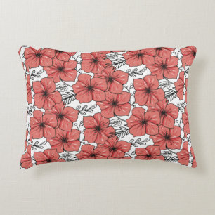 sketched flower print in bright colour decorative cushion