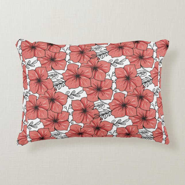 sketched flower print in bright colour decorative cushion (Front)