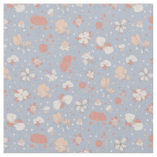 Sketched Flowers on Light Blue Fabric