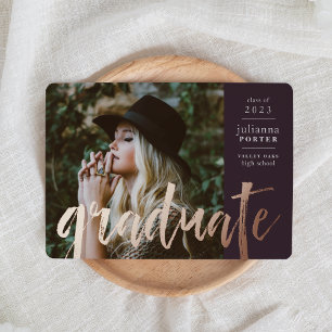 Sketched Foil Graduation Announcement   Plum