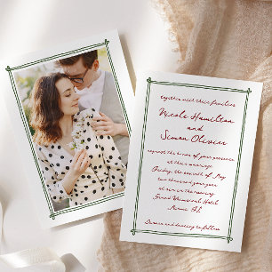 Sketched frame Whimsical Hand Drawn Photo Wedding Invitation