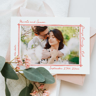 Sketched frame Whimsical Hand Drawn Photo Wedding Save The Date