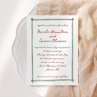 Sketched frame Whimsical Hand Drawn Wedding Invitation