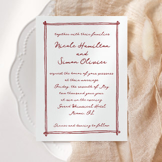 Sketched frame Whimsical Hand Drawn Wedding Invitation