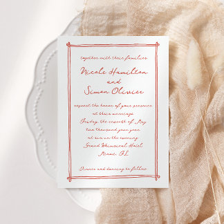 Sketched frame Whimsical Hand Drawn Wedding Invitation