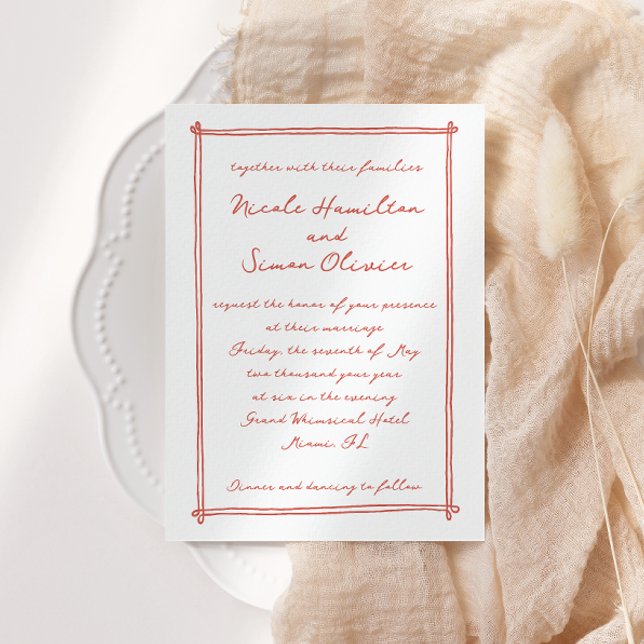 Sketched frame Whimsical Hand Drawn Wedding Invitation (Creator Uploaded)