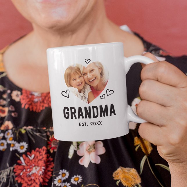 Sketched Grandma Heart Photo Coffee Mug (Creator Uploaded)