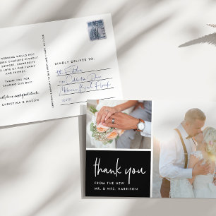 Sketched Gratitude Wedding Photo Thank You Postcard