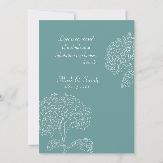 Sketched Hydrangeas Blue Invitation (Front)
