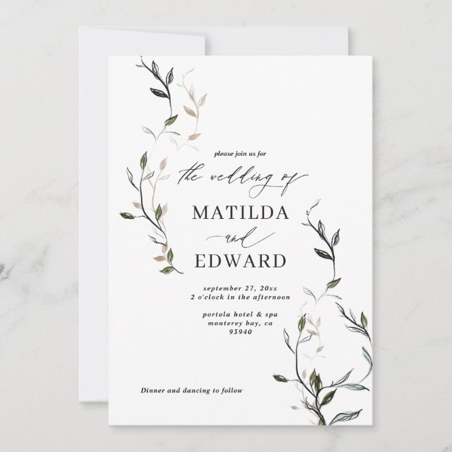 Sketched leaf botanical foliage wedding (Front)