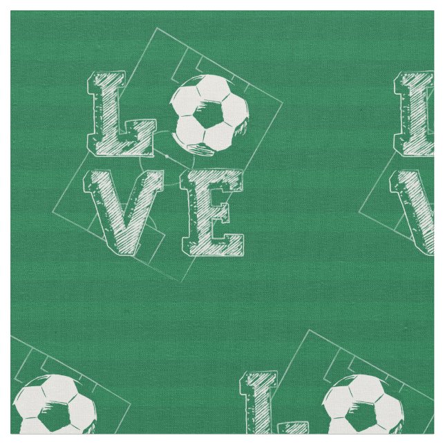 Sketched Love Soccer Fabric (Close Up)