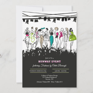 Sketched Models Fashion Show Invitation