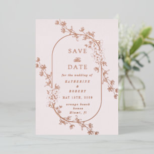 Sketched Modern Floral Wedding Foil Invitation