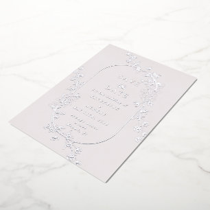 Sketched Modern Floral Wedding Foil Invitation