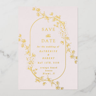 Sketched Modern Floral Wedding Foil Invitation