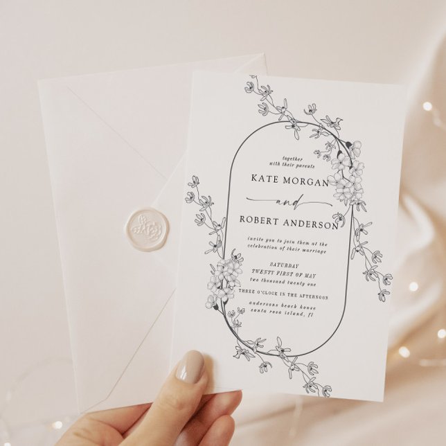 Sketched Modern Floral Wedding Invitation (Creator Uploaded)