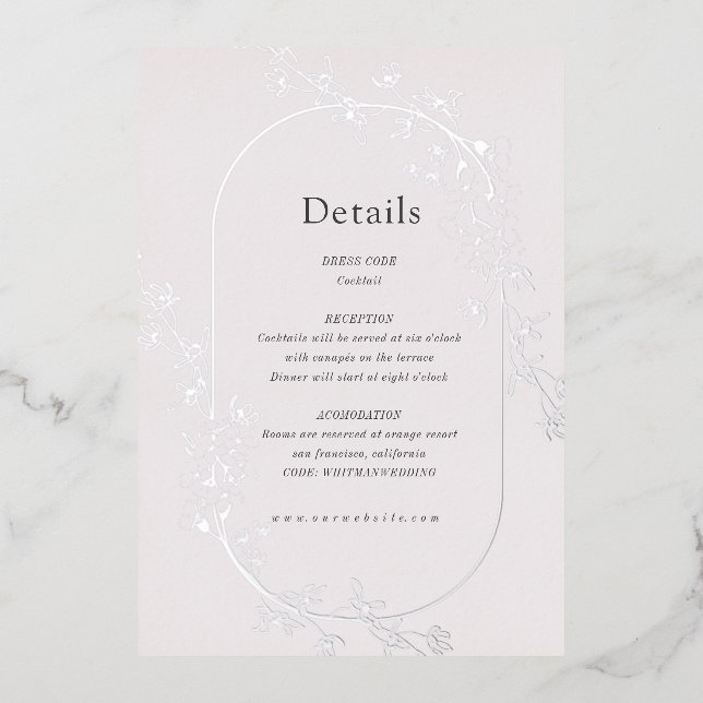 Sketched Modern Floral Wedding Reception Card (Front)