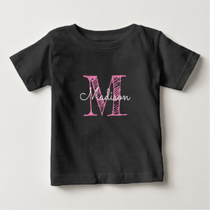 Sketched Name Monogram Baby Girl Baby T-Shirt