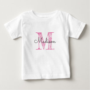 Sketched Name Monogram Baby Girl Baby T-Shirt