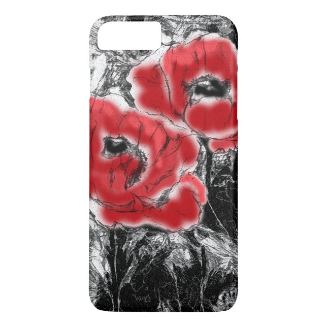 Sketched pen hand drawn red poppies flowers floral Case-Mate iPhone case (Back)