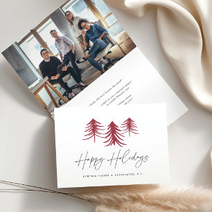 Sketched Pine Logo & Photo Business Corporate Holiday Card