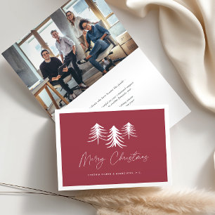 Sketched Pine Logo & Photo Business Corporate Holiday Card