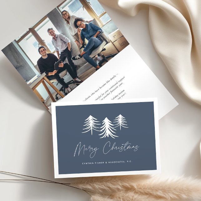 Sketched Pine | Logo & Photo Business Corporate Holiday Card (Creator Uploaded)
