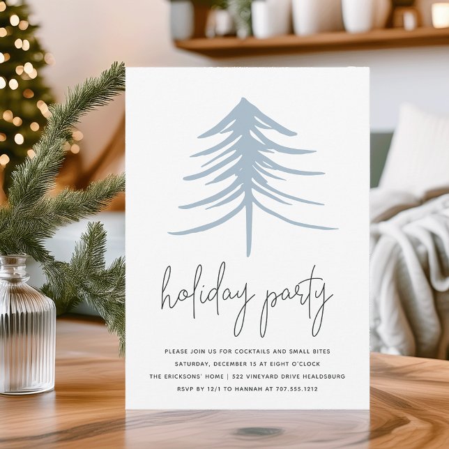 Sketched Pine | Modern Holiday Party Invitation (Creator Uploaded)
