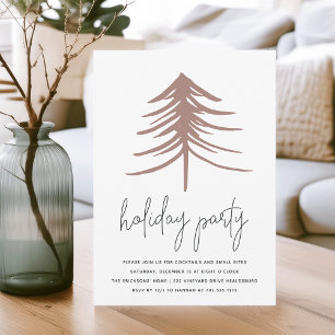 Sketched Pine   Modern Holiday Party Invitation