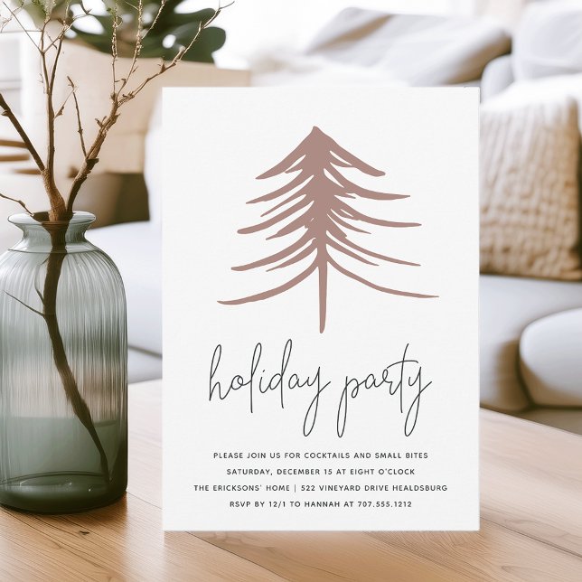 Sketched Pine | Modern Holiday Party Invitation (Creator Uploaded)