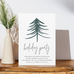 Sketched Pine   Modern Holiday Party Invitation