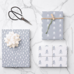 Sketched Pine Trees Coordinating Holiday Wrapping Paper Sheet