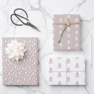 Sketched Pine Trees Coordinating Holiday Wrapping Paper Sheet