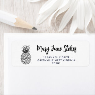 Sketched Pineapple Return Address Label Tropical