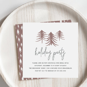 Sketched Pines Modern Holiday Party Invitation