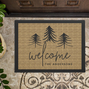 Sketched Pines Personalised Welcome Doormat