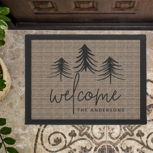 Sketched Pines Personalised Welcome Doormat