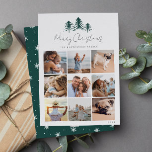 Sketched Pines Photo Collage Holiday Card