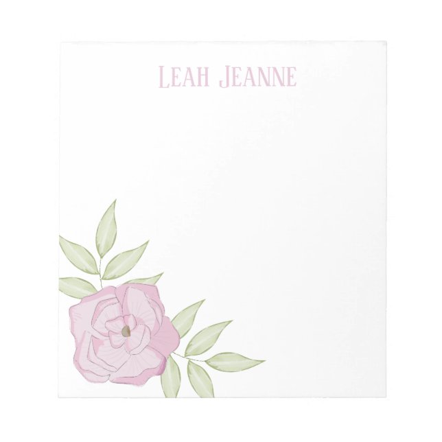 Sketched Pink Floral 5.5" x 6" Notepad - 40 pages (Front)