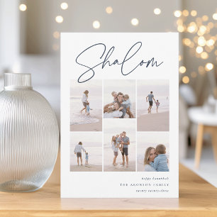 Sketched Shalom 6 Photo Collage Hanukkah Holiday Card