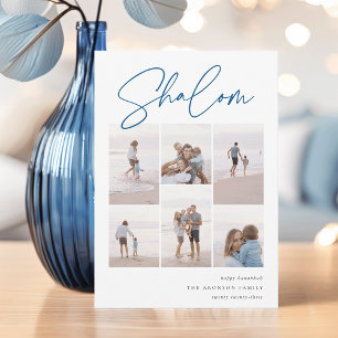Sketched Shalom 6 Photo Collage Hanukkah Holiday Card