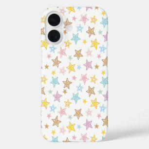 Sketched Stars Pattern iPhone 16 Case
