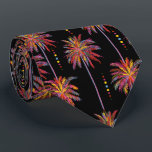 Sketched Tropical Neon Palm Trees & Dots on Black Tie<br><div class="desc">A modern collage pattern of dots and sketched retro topical palm trees in neon colours - hot pink, yellow, orange, blue, and green on a black background, this men's neck tie is cool for the office, a night on the town, tie for a wedding, your own wedding ceremony, for the...</div>