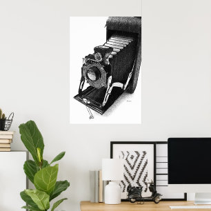 Sketched Vintage Camera Art Print