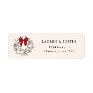 Sketched Wreath Red Bow Return Address