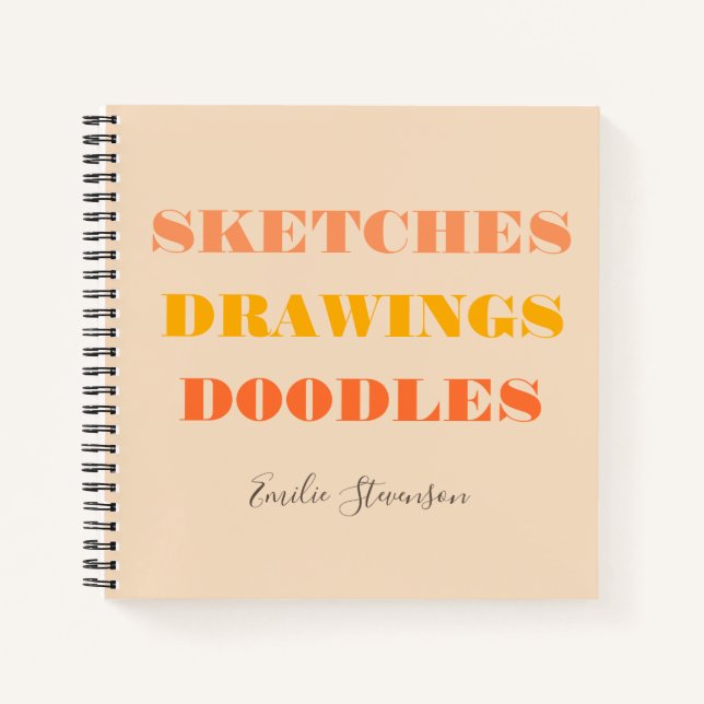 Sketches Drawings Doodles Retro Style Personalised Notebook (Front)