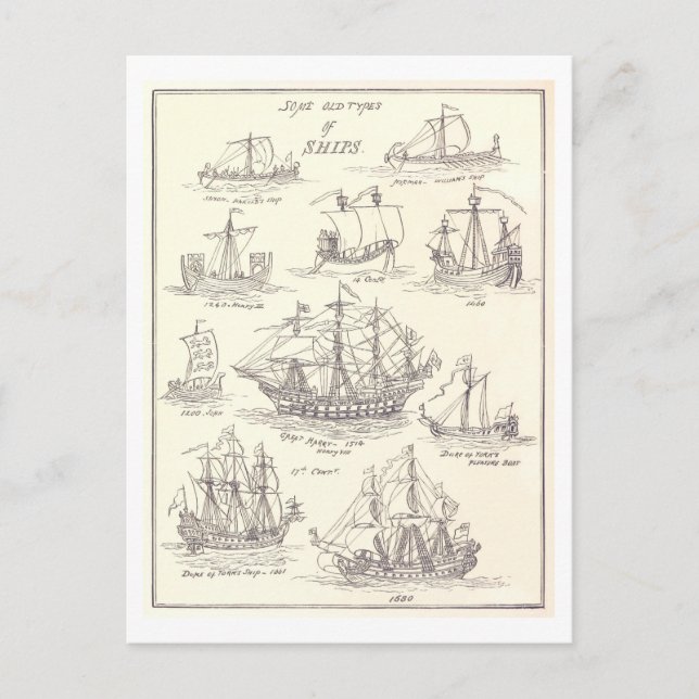 Sketches of Old Ships Postcard (Front)
