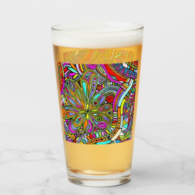 Sketching Fantasy Art - Abstract Flowers 1 Glass (Front Filled)