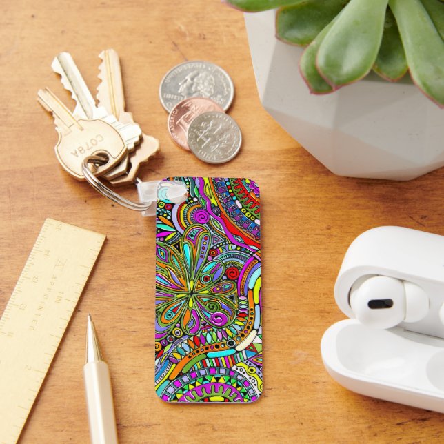 Sketching Fantasy Art - Abstract Flowers 1 Key Ring (Desk)