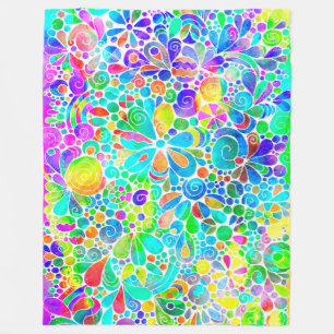 Sketching Fantasy Art - Abstract Flowers 2 Fleece Blanket